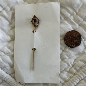 1920's Vintage Gold Gilt Stick Pin with Gemstone believed to be topaz. Rare!